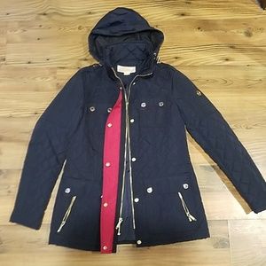 Michael kors fitted coat with hood